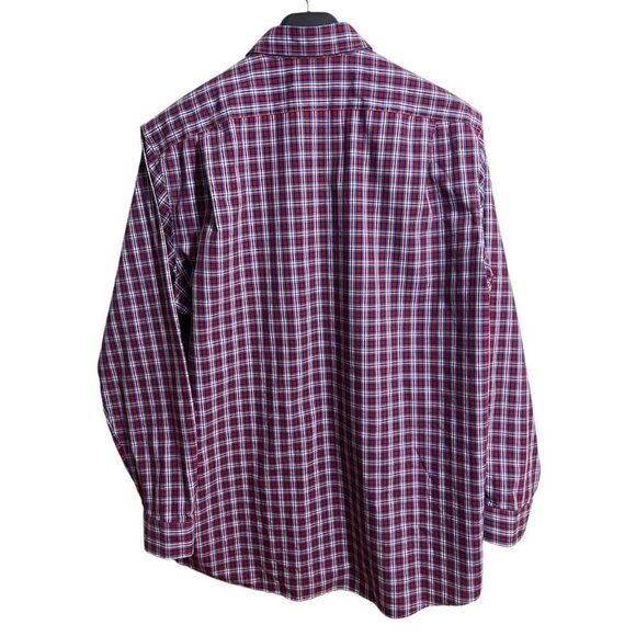L.L. Bean Men's Red Blue Plaid Long Sleeve Button Up Cotton L Tall Large‎ Tall - Picture 2 of 9